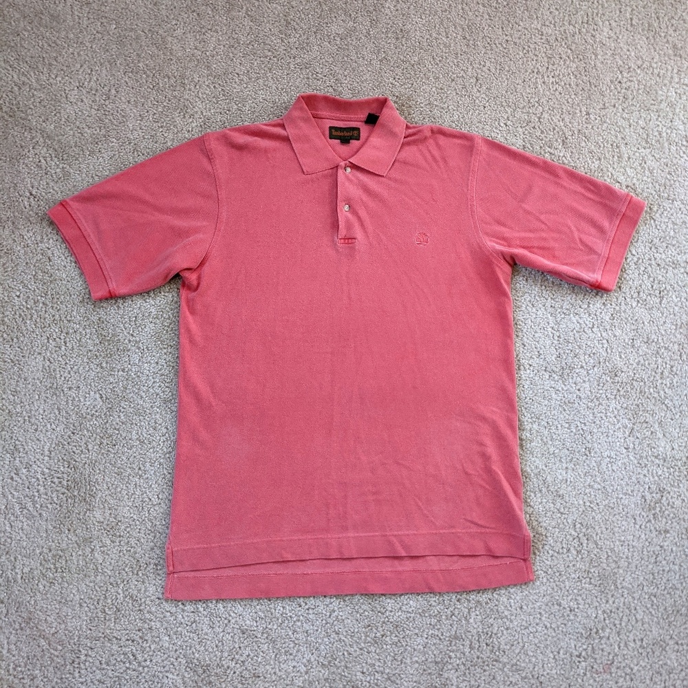 Timberland Polo Golf Shirt Men's Large Red Pink